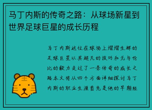 马丁内斯的传奇之路：从球场新星到世界足球巨星的成长历程